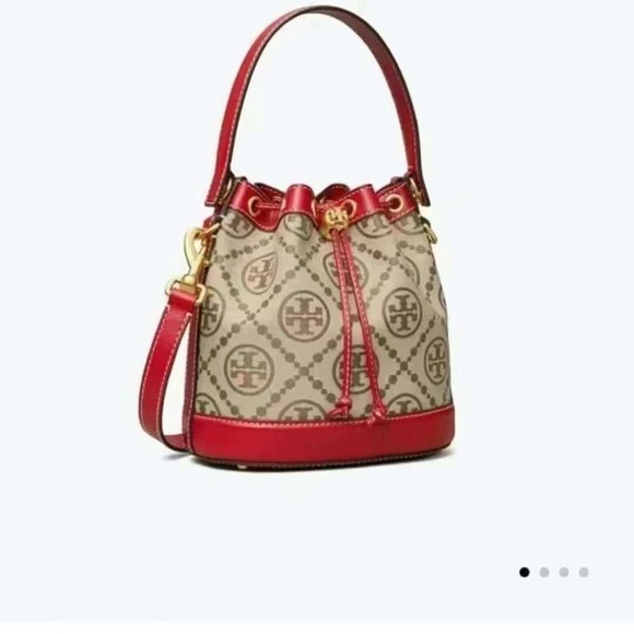 Tory Burch T Monogram Jacquard Bucket Bag, Hazelnut, Style 84336 - Picture 9 of 9
